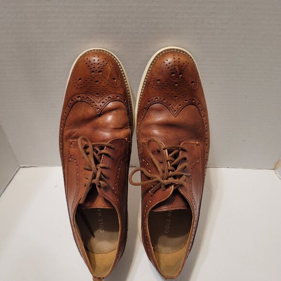 Cole Haan Grand.os Shoes Men's Oxford Wingtip Brown Woodbury Office Shoes 10.5M - Picture 11 of 12